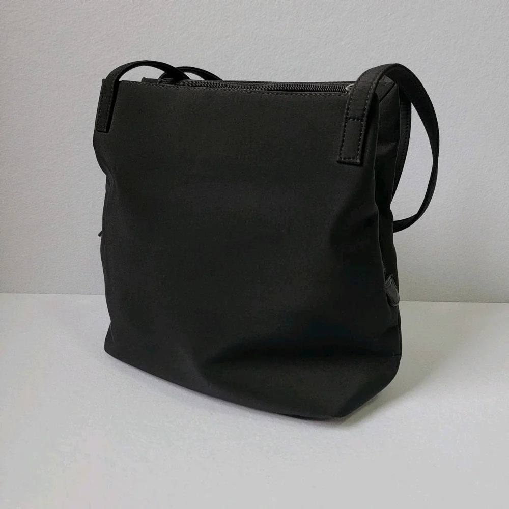 Hobo International Vintage Black Multi-Compartment Nylon Organizer Tote Bag Y2K